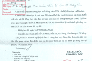 Thông báo về việc điều chỉnh lịch thi đánh giá năng lực của ĐH QG TP Hồ Chí Minh