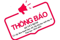 QUYẾT ĐỊNH VỀ VIỆC BAN HÀNH QUY CHẾ XẾP LỚP HỌC SINH LỚP 10 NĂM HỌC 2024-2025 22/05/24
