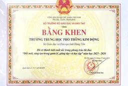 TRƯỜNG THPT KIM ĐỘNG NHẬN BẰNG CỦA BỘ GIÁO DỤC VÀ ĐÀO TẠO 20/11/24